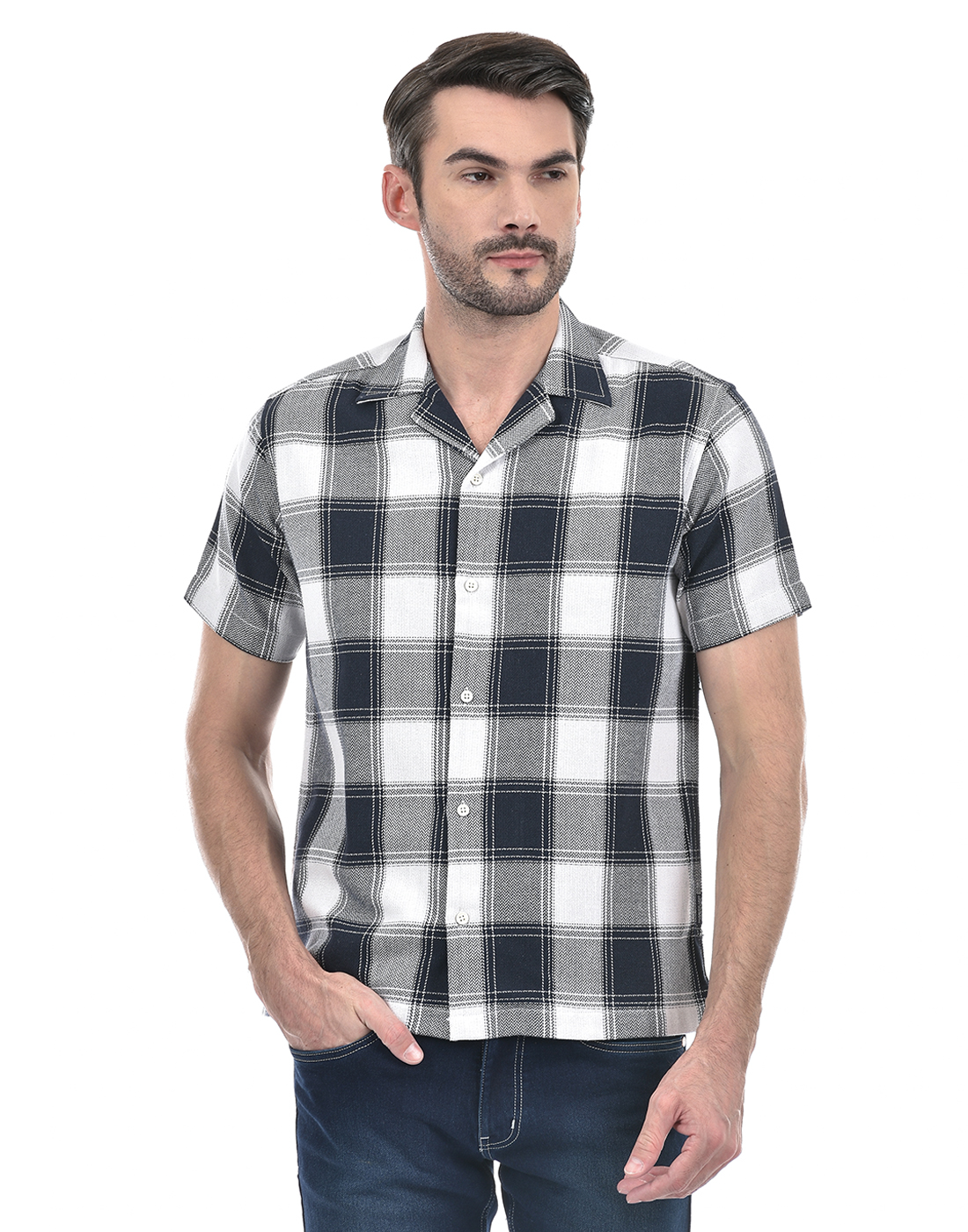 Numero Uno Men Checkered Navy Shirt